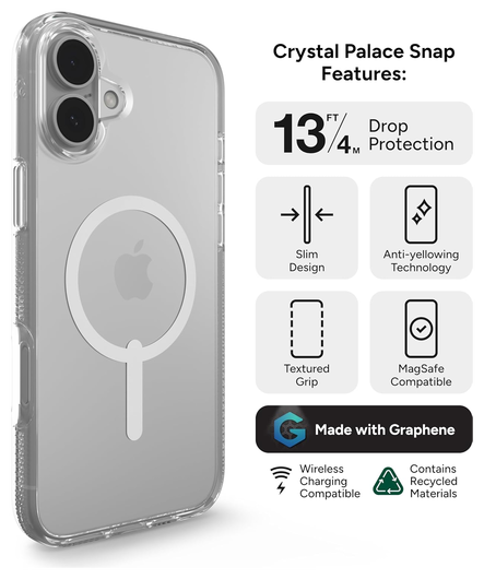 ZAGG Crystal Palace Snap iPhone 16 Plus Hoesje MagSafe Back Cover Transparant afbeelding 2