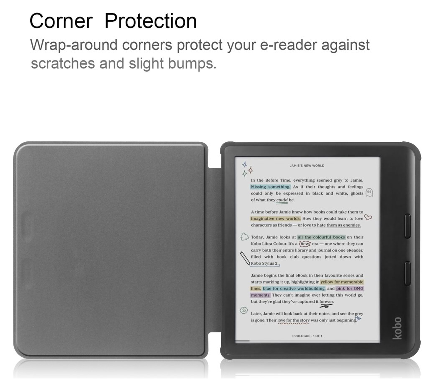 Kobo Libra Colour Hoes Tri-Fold Book Case met Flower Print afbeelding 2