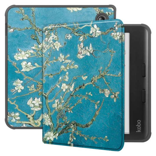 Kobo Libra Colour Hoes Tri-Fold Book Case met Flower Print afbeelding 1
