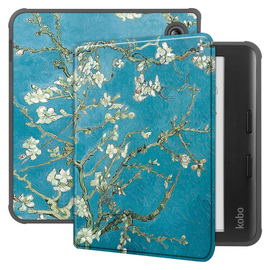 Kobo Libra Colour Hoes Tri-Fold Book Case met Flower Print