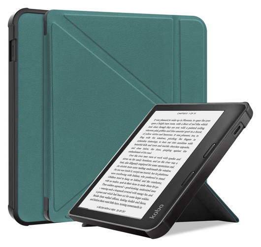Kobo Libra Colour / Libra 2 Hoes Origami Book Case met Standaard Groen afbeelding 1