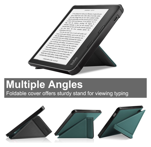 Kobo Libra Colour / Libra 2 Hoes Origami Book Case met Standaard Groen afbeelding 4