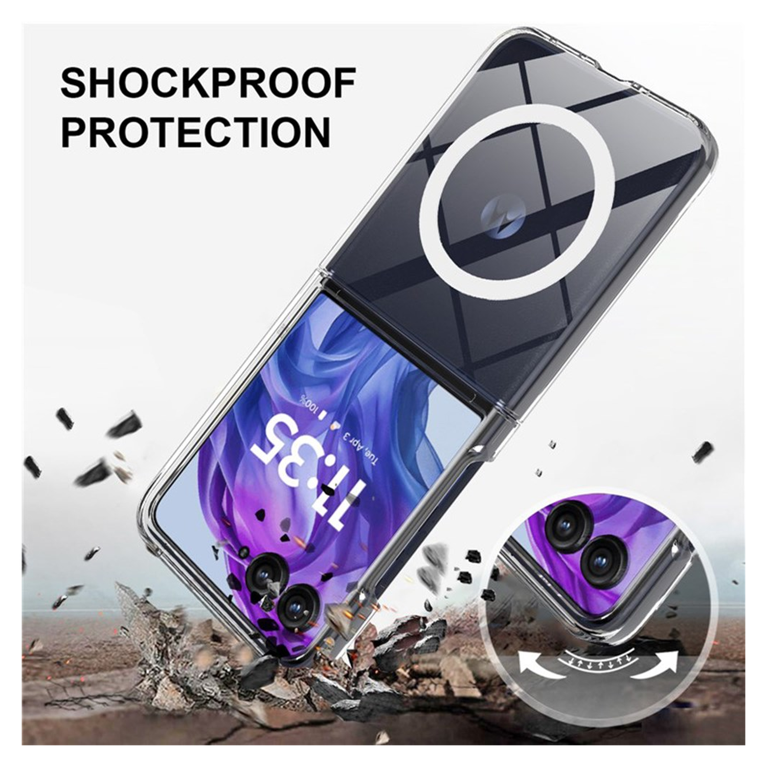 Motorola Razr 60 Ultra Hoesje met MagSafe Acryl Back Cover Transparant afbeelding 3