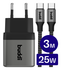 Buddi Power 25W USB-C Oplader met USB-C Kabel 3M Grijs
