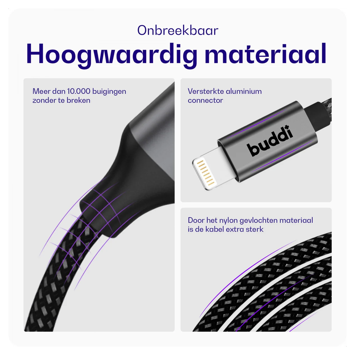 Buddi Power 25W USB-C Oplader met 20W Lightning Kabel 1M Grijs afbeelding 9