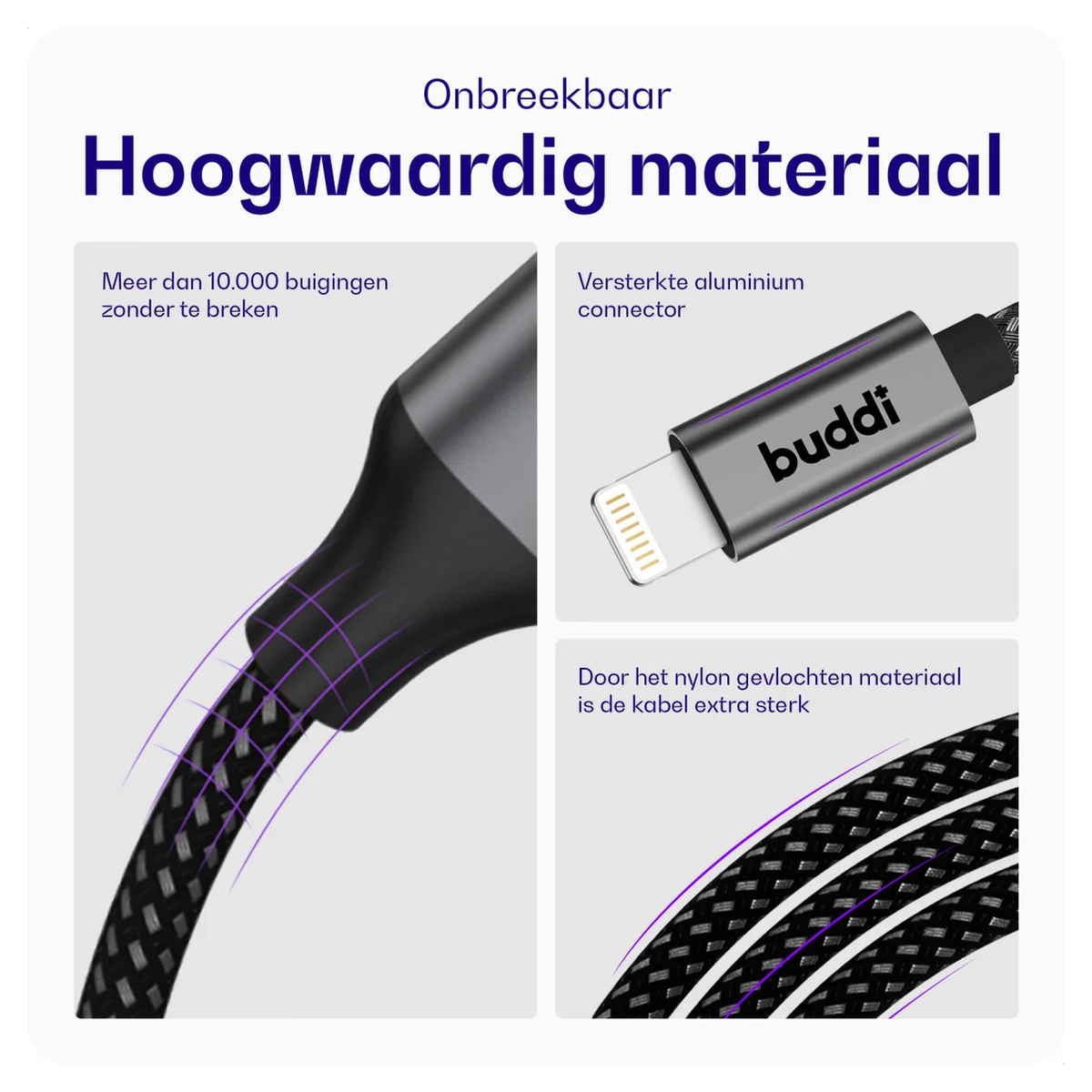 Buddi Power 25W USB-C Oplader met 20W Lightning Kabel 2M Grijs afbeelding 9