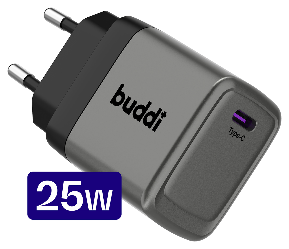 Buddi Power 25W USB-C Oplader met 20W Lightning Kabel 3M Grijs afbeelding 2