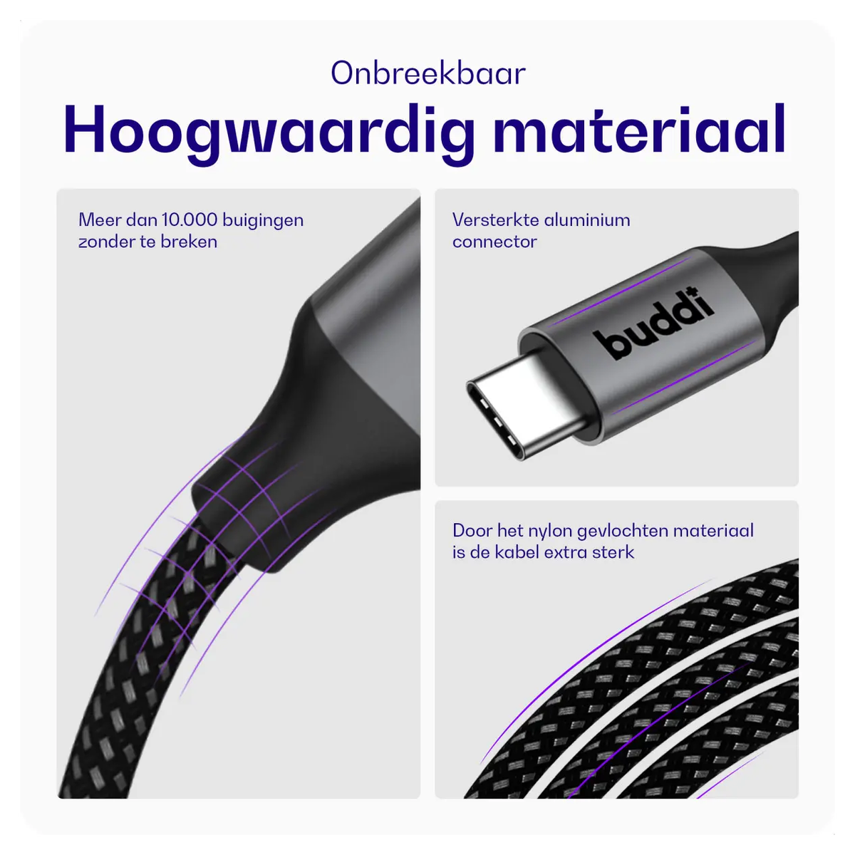 Buddi Power 45W USB-C Oplader met USB-C Kabel 1M Grijs afbeelding 14