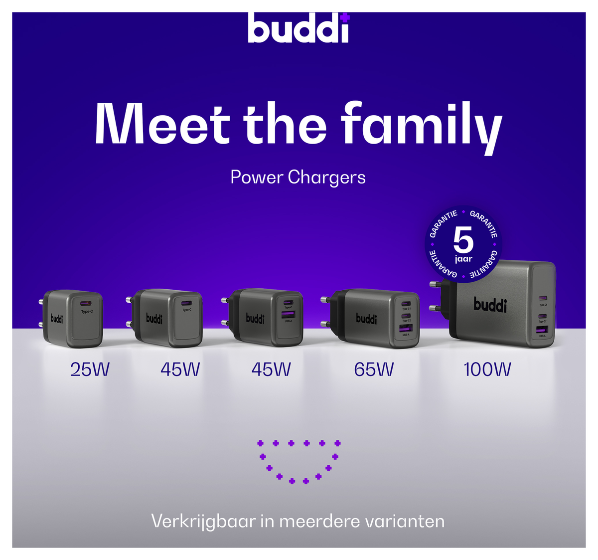 Buddi Power 45W USB-C Oplader met USB-C Kabel 1M Grijs afbeelding 8