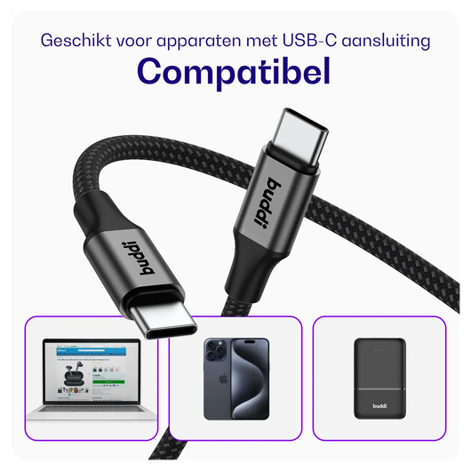 Buddi Power 45W USB-C Oplader met USB-C Kabel 1M Grijs afbeelding 10