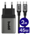 Buddi Power 45W USB-C Oplader met USB-C Kabel 2M Grijs