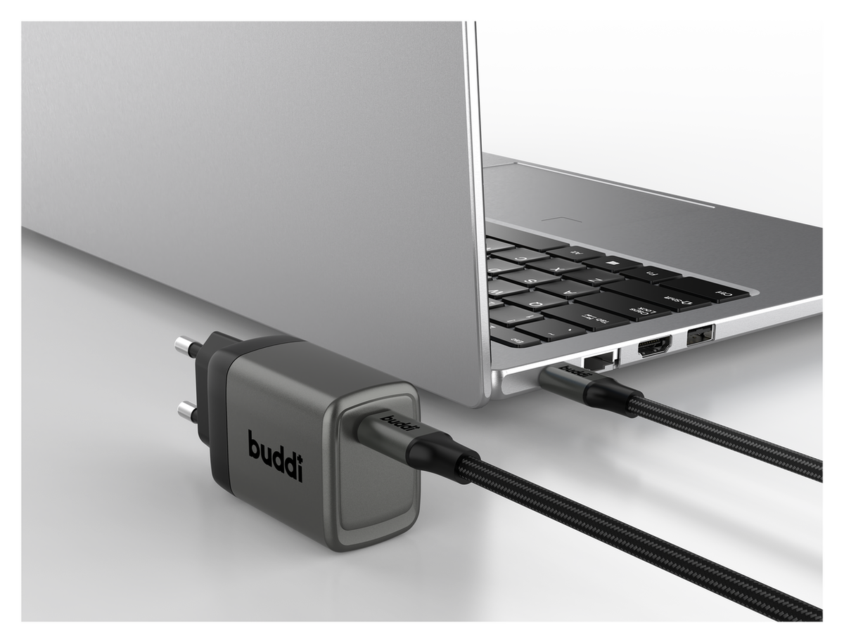 Buddi Power 45W USB-C Oplader met USB-C Kabel 3M Grijs afbeelding 25