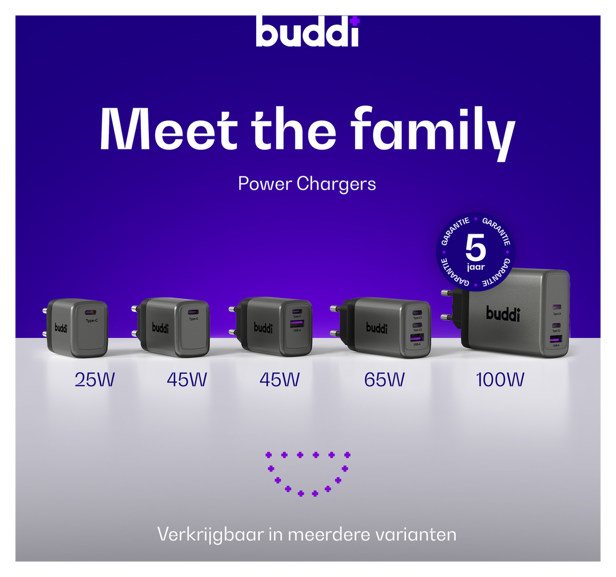 Buddi Power 45W USB-C Oplader met USB-C Kabel 3M Grijs afbeelding 8