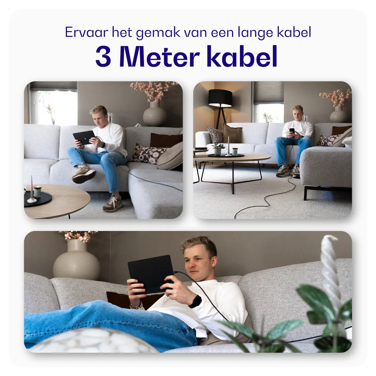 Buddi Power 45W USB-C Oplader met USB-C Kabel 3M Grijs afbeelding 9