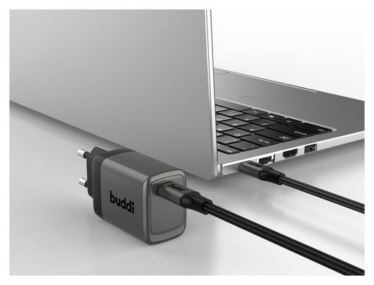 Buddi Power 45W USB-C Oplader met USB-C Kabel 3M Grijs afbeelding 25