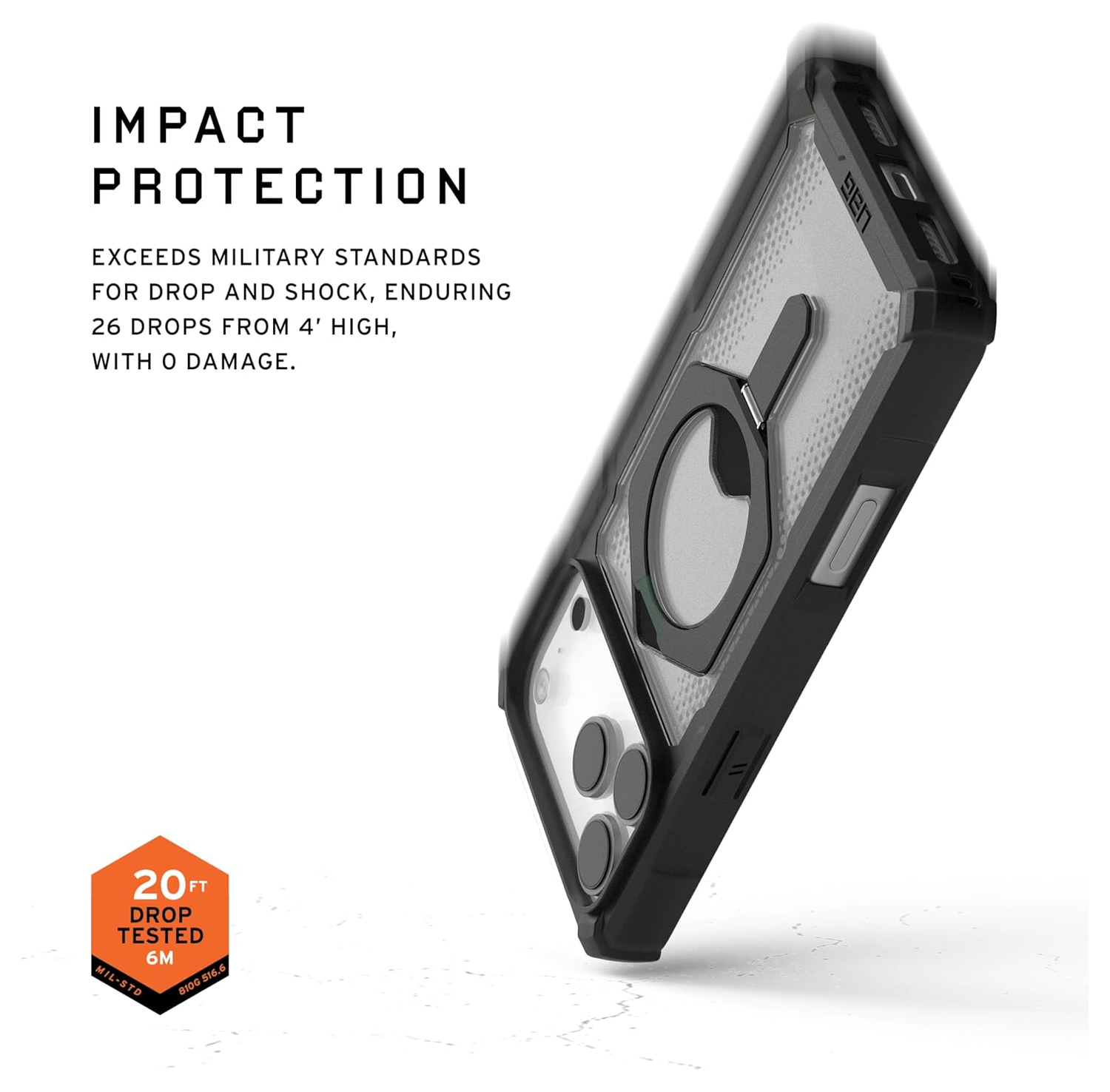 UAG Plasma XTE iPhone 17 Pro Max Hoesje MagSafe Stand Back Cover Clear Zwart afbeelding 4