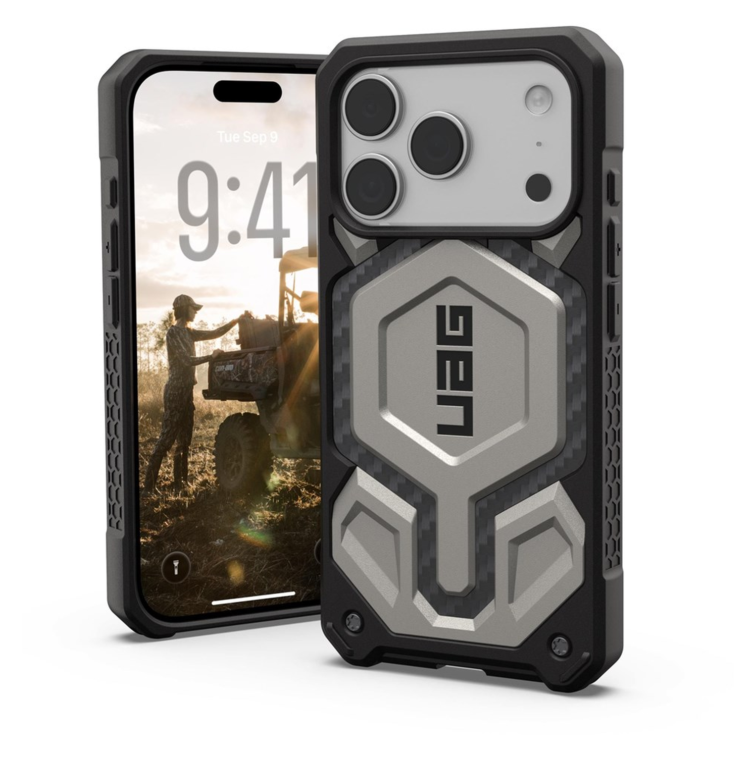 UAG Monarch Pro iPhone 17 Pro Hoesje MagSafe Back Cover Titanium afbeelding 1