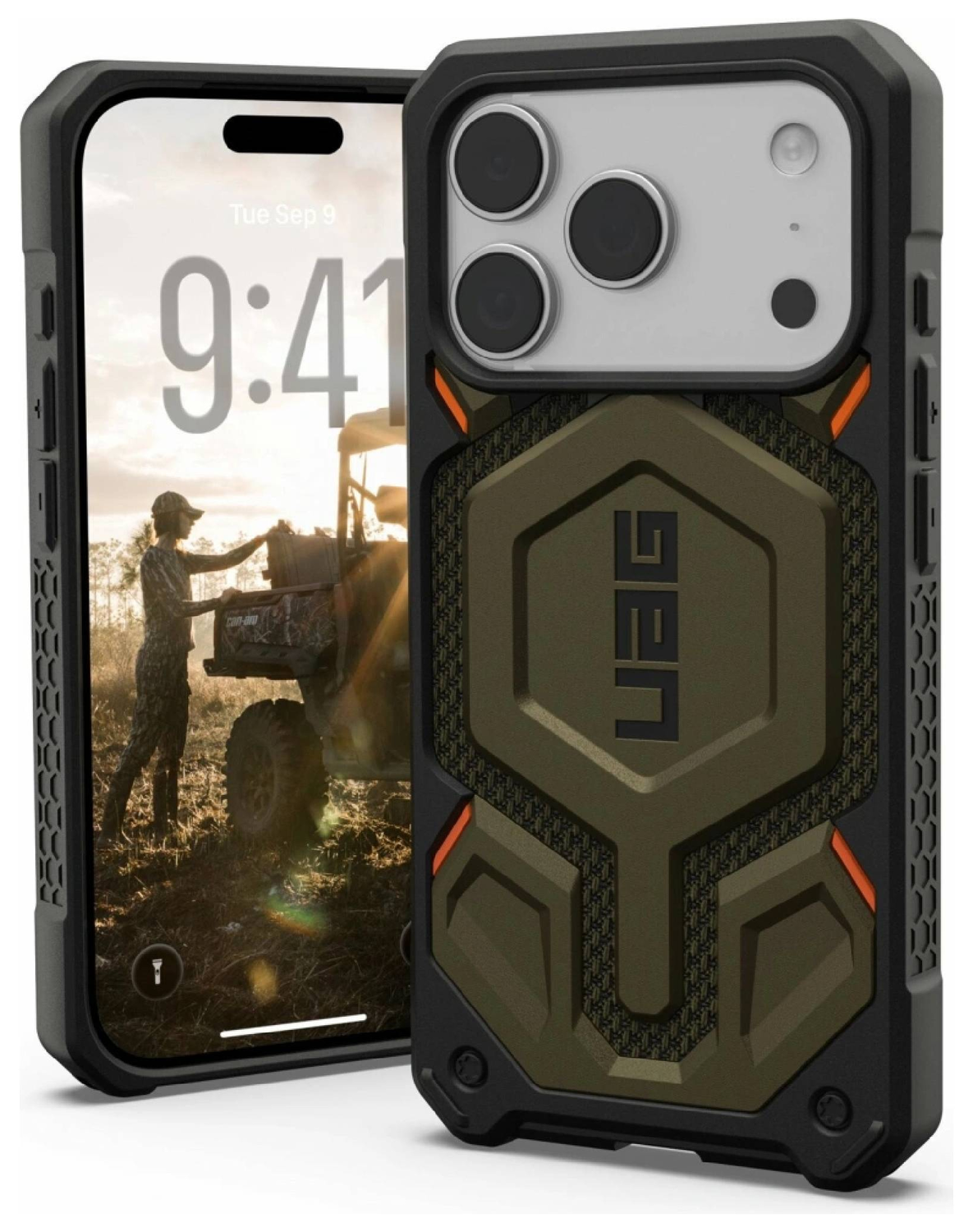 UAG Monarch Pro iPhone 17 Pro Hoesje MagSafe Back Cover Kevlar Groen afbeelding 1