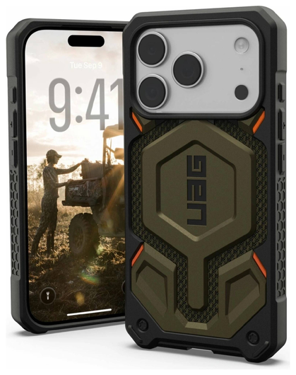 UAG Monarch Pro iPhone 17 Pro Hoesje MagSafe Back Cover Kevlar Groen afbeelding 1