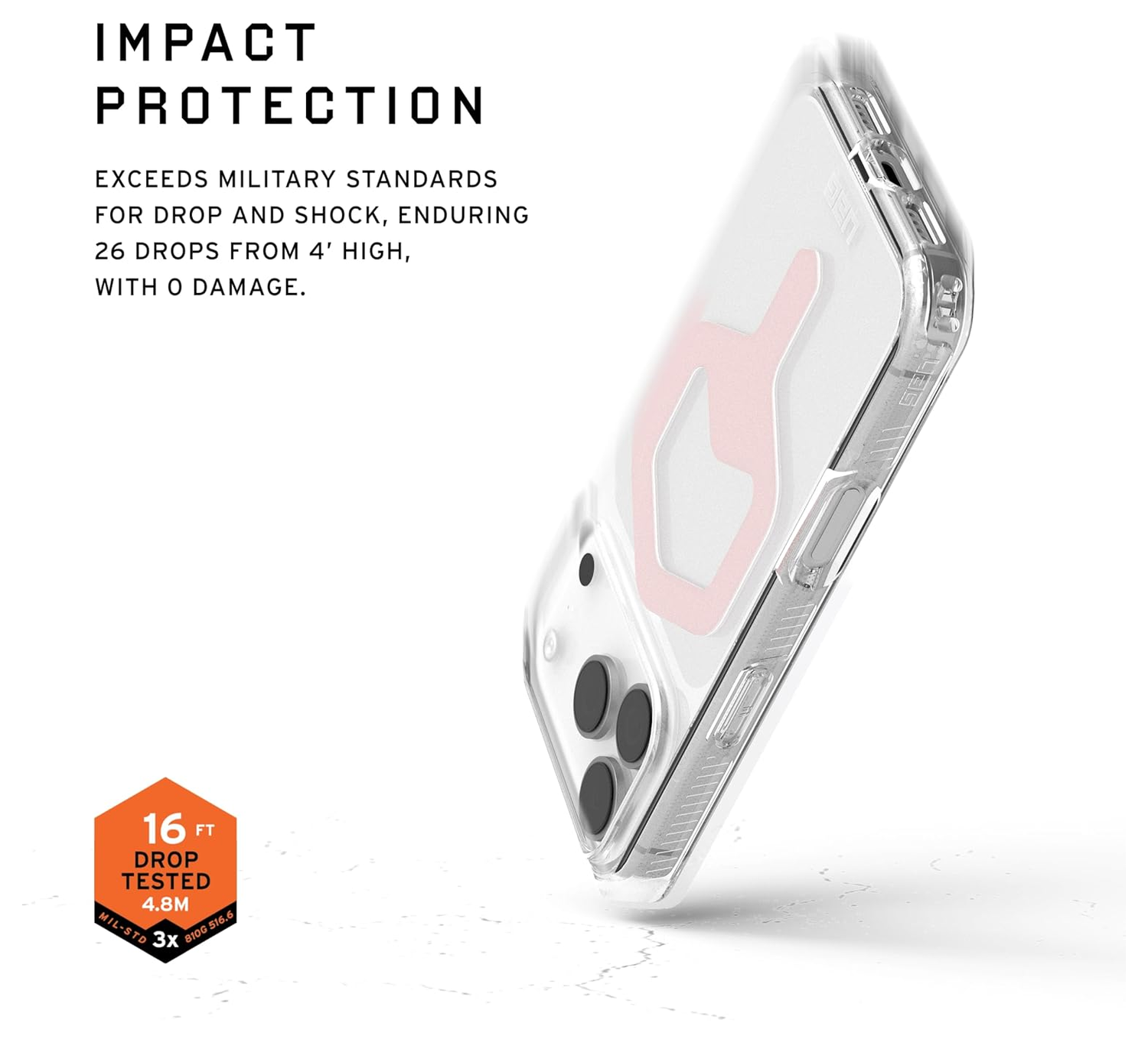 UAG Plyo Pro iPhone 17 Pro Hoesje MagSafe Back Cover Ice Roze Goud afbeelding 4