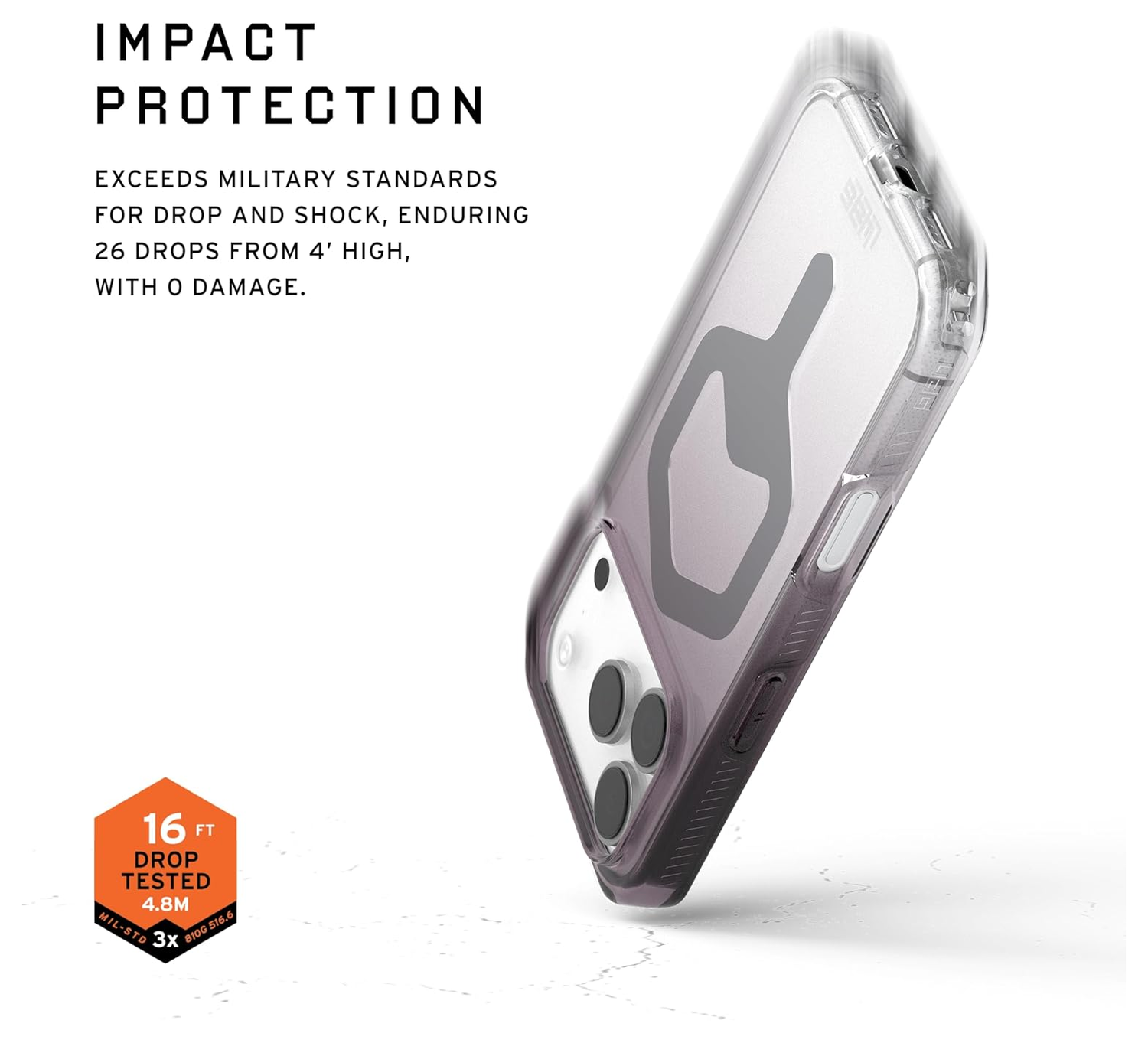 UAG Plyo Pro iPhone 17 Pro Hoesje MagSafe Back Cover Zwart Transparant afbeelding 4