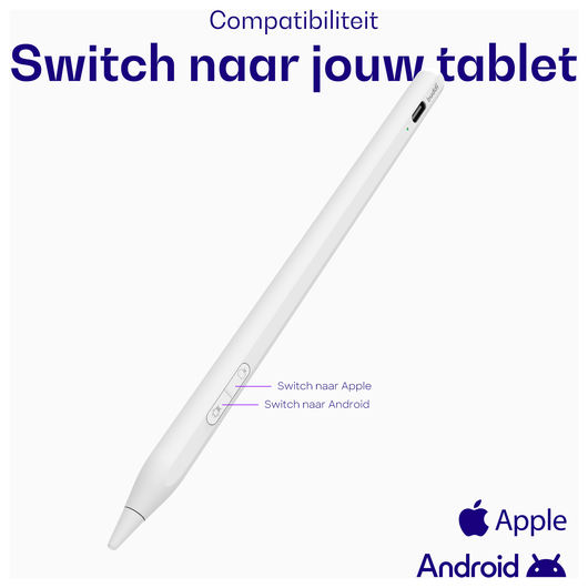 Buddi Flow 2 Universele Stylus Pen voor Android en iPad Wit afbeelding 3