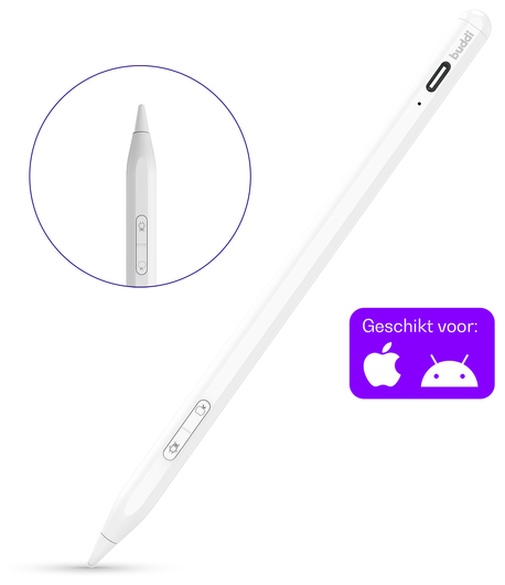 Buddi Flow 2 Universele Stylus Pen voor Android en iPad Wit afbeelding 1