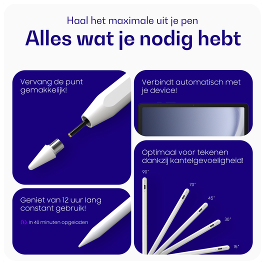 Buddi Flow 2 Universele Stylus Pen voor Android en iPad Wit afbeelding 6