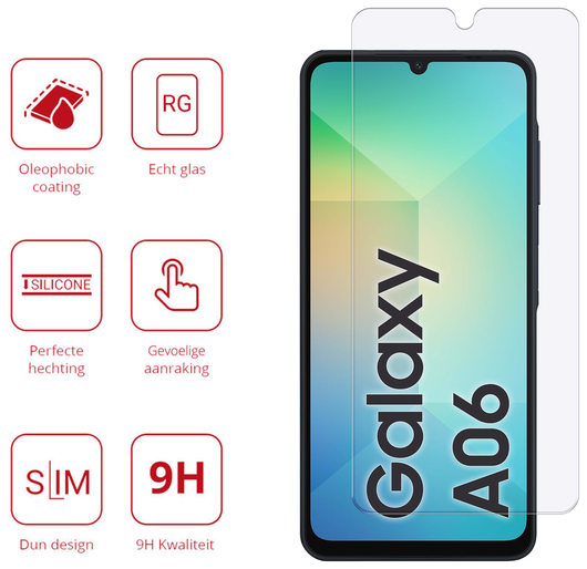 Rosso Samsung Galaxy A06 9H Tempered Glass Screen Protector afbeelding 2