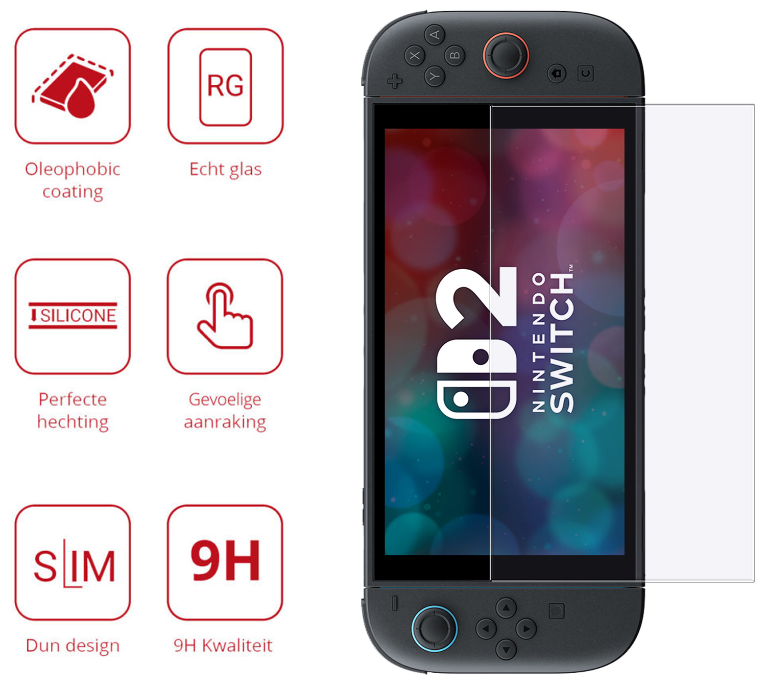 Rosso Nintendo Switch 2 9H Tempered Glass Screen Protector afbeelding 2