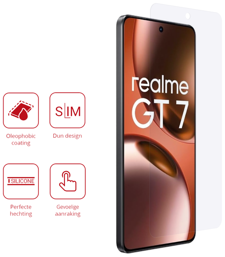 Rosso Realme GT 7 / GT 7T Screen Protector Case Friendly Folie Duo Pack afbeelding 2