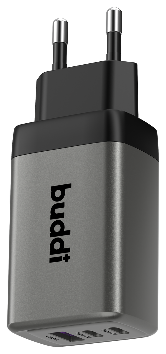 Buddi Power 65W 2x USB-C + USB-A Oplader met USB-C Kabel 1M Grijs afbeelding 18