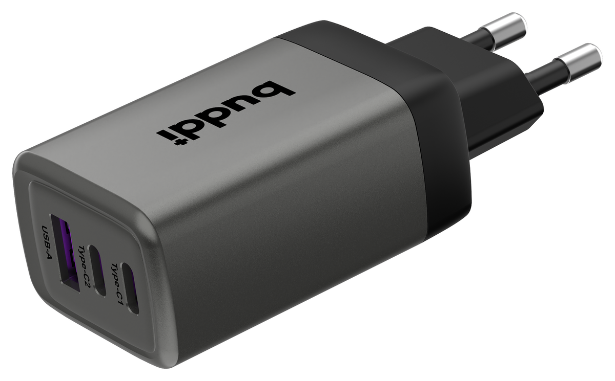 Buddi Power 65W 2x USB-C + USB-A Oplader met USB-C Kabel 1M Grijs afbeelding 19