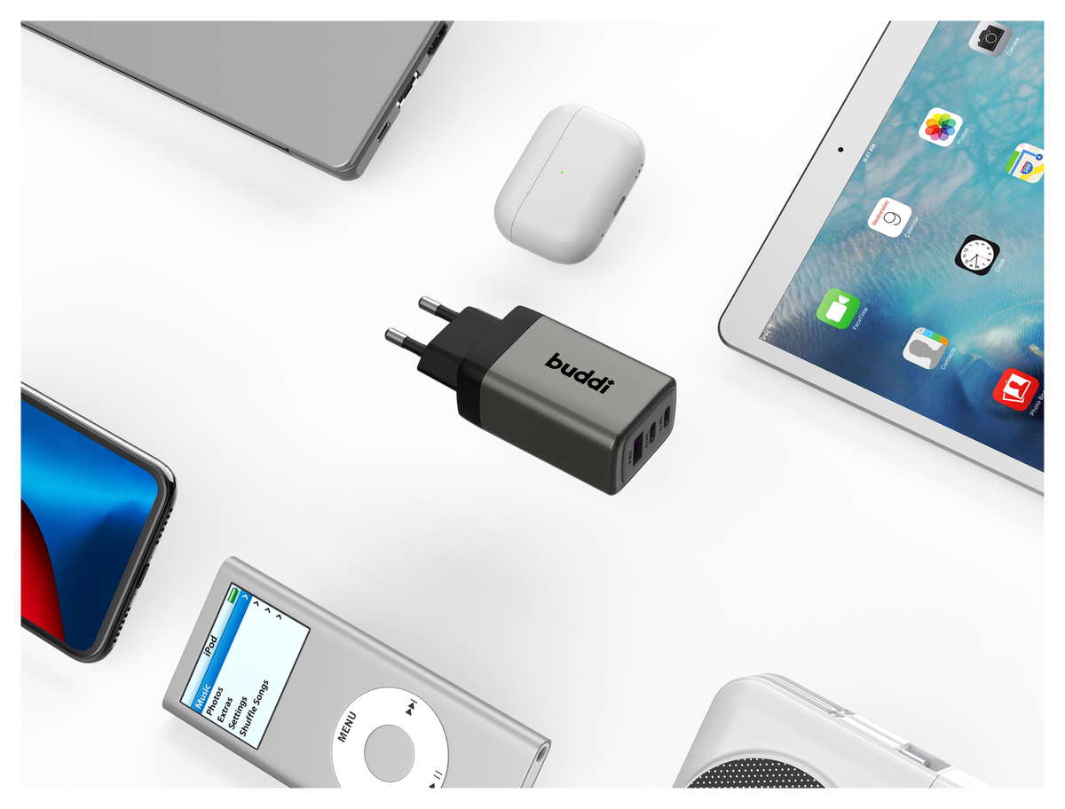 Buddi Power 65W 2x USB-C + USB-A Oplader met USB-C Kabel 1M Grijs afbeelding 26