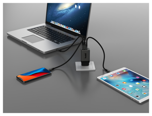 Buddi Power 65W 2x USB-C + USB-A Oplader met USB-C Kabel 1M Grijs afbeelding 24