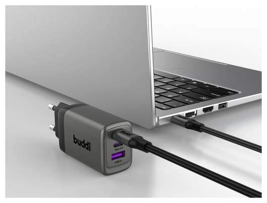 Buddi Power 65W 2x USB-C + USB-A Oplader met USB-C Kabel 1M Grijs afbeelding 25