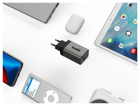 Buddi Power 65W 2x USB-C + USB-A Oplader met USB-C Kabel 1M Grijs afbeelding 26