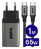 Buddi Power 65W 2x USB-C + USB-A Oplader met USB-C Kabel 1M Grijs