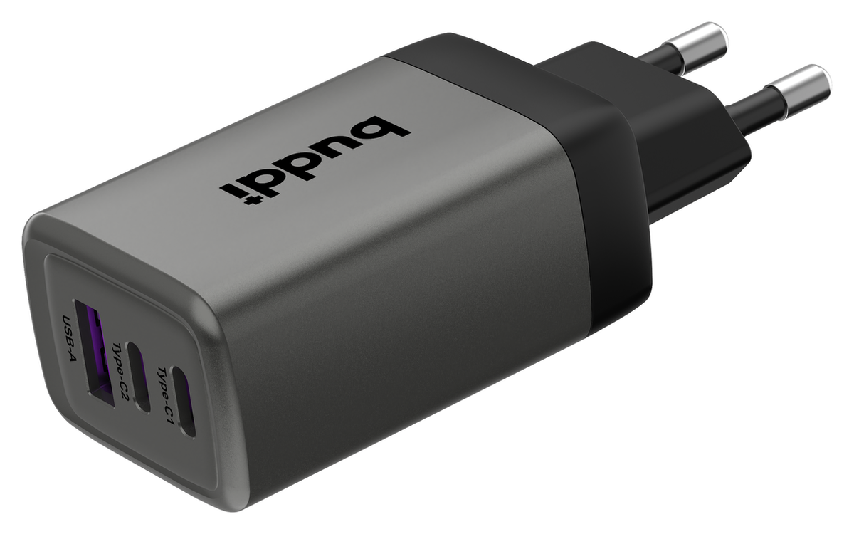 Buddi Power 65W 2x USB-C + USB-A Oplader met USB-C Kabel 2M Grijs afbeelding 19