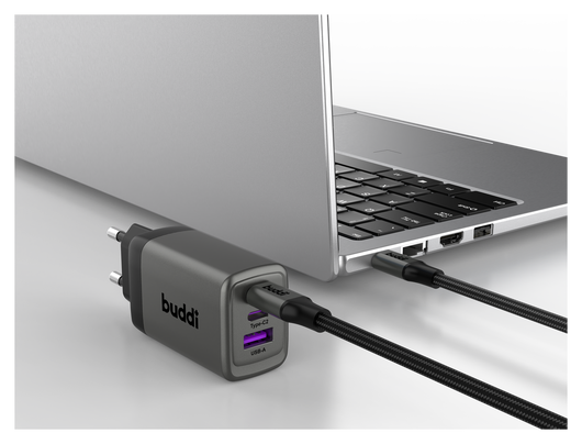 Buddi Power 65W 2x USB-C + USB-A Oplader met USB-C Kabel 2M Grijs afbeelding 25