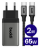 Buddi Power 65W 2x USB-C + USB-A Oplader met USB-C Kabel 2M Grijs