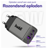 Buddi Power 65W 2x USB-C + USB-A Oplader met USB-C Kabel 3M Grijs afbeelding 3
