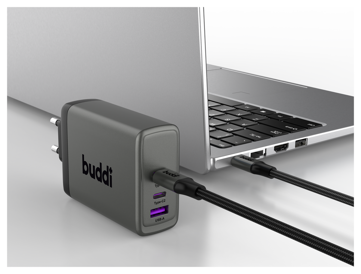 Buddi Power 100W 2x USB-C + USB-A Oplader met USB-C Kabel 1M Grijs afbeelding 26