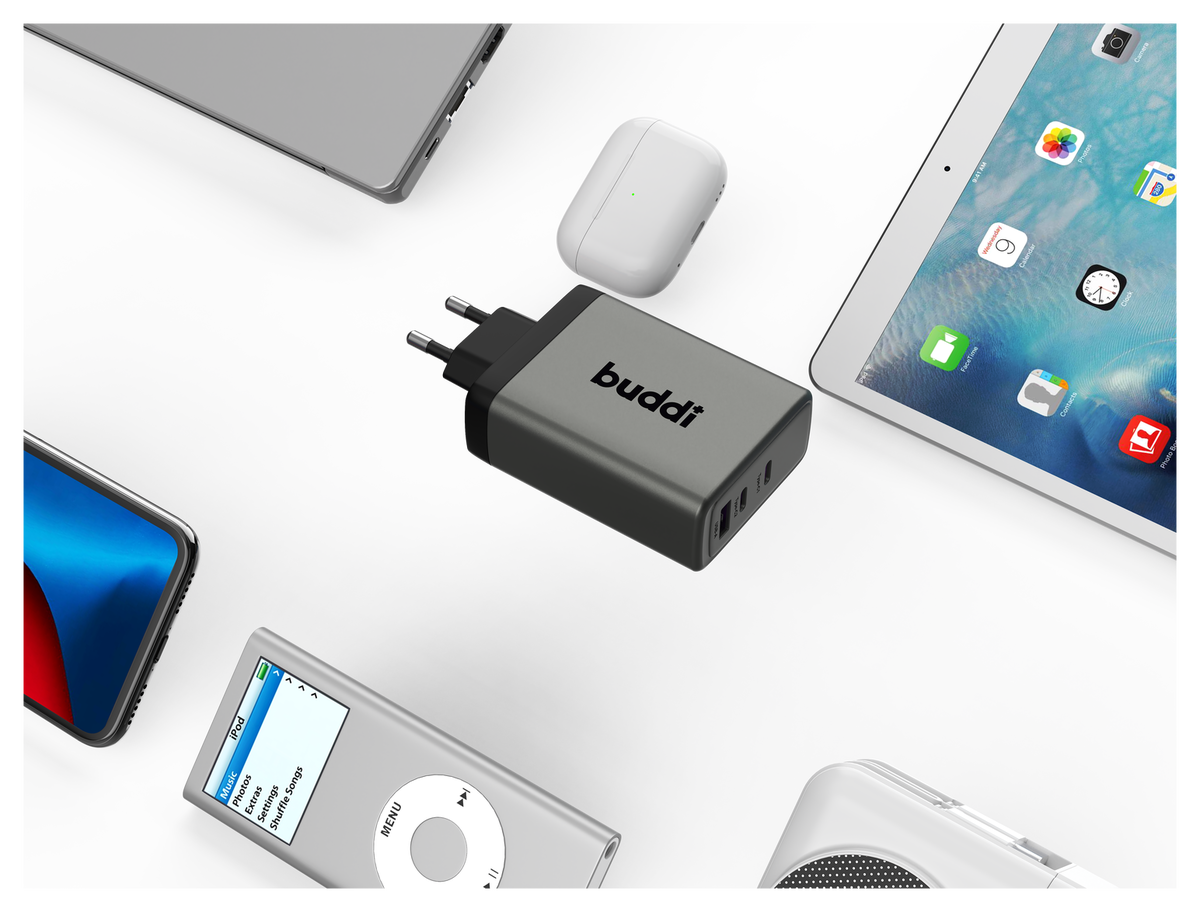 Buddi Power 100W 2x USB-C + USB-A Oplader met USB-C Kabel 1M Grijs afbeelding 27