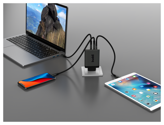 Buddi Power 100W 2x USB-C + USB-A Oplader met USB-C Kabel 1M Grijs afbeelding 25
