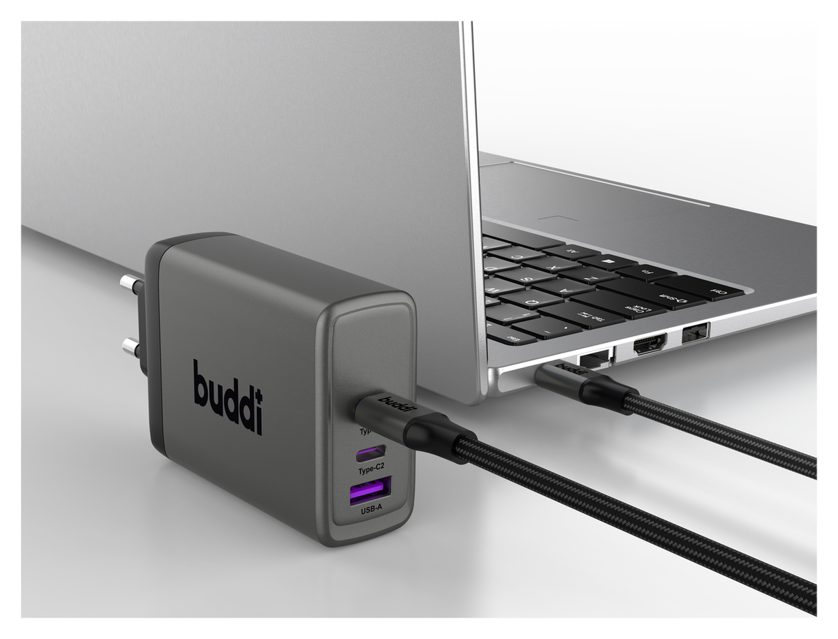Buddi Power 100W 2x USB-C + USB-A Oplader met USB-C Kabel 2M Grijs afbeelding 26