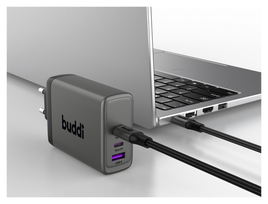 Buddi Power 100W 2x USB-C + USB-A Oplader met USB-C Kabel 2M Grijs afbeelding 26