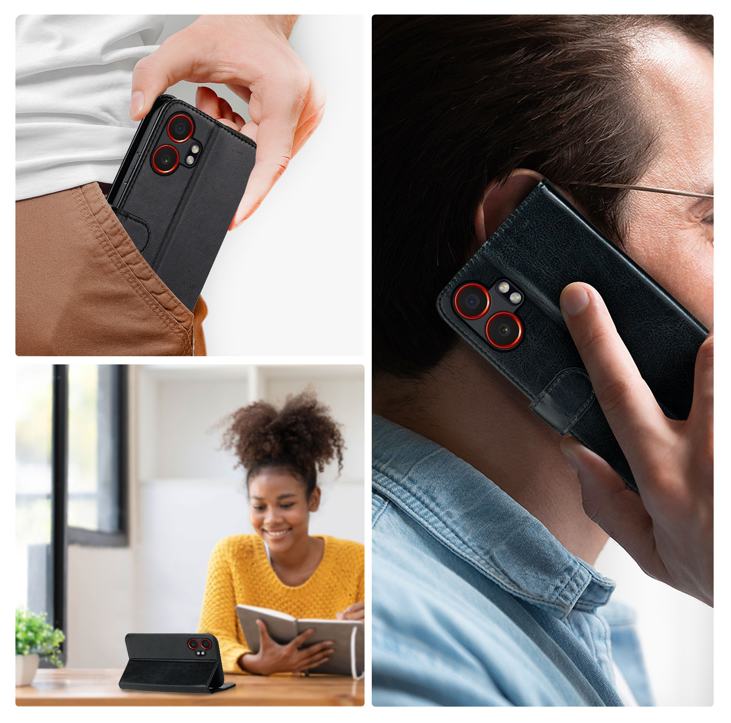 Rosso Element Samsung Galaxy Xcover 7 Pro Hoesje Book Case Wallet Zwart afbeelding 5