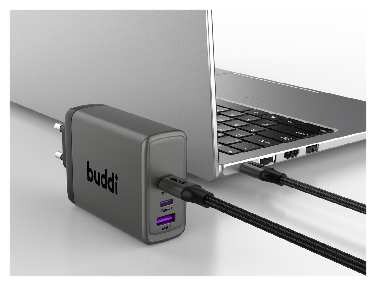 Buddi Power 100W 2x USB-C + USB-A Oplader met USB-C Kabel 3M Grijs afbeelding 26