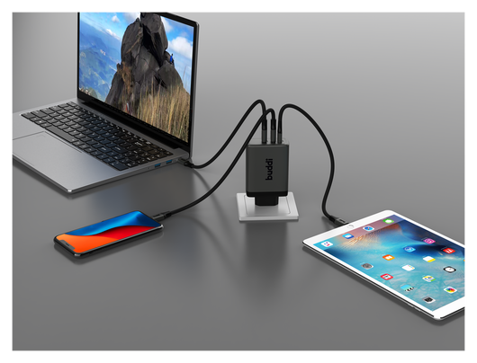 Buddi Power 100W 2x USB-C + USB-A Oplader met USB-C Kabel 3M Grijs afbeelding 25